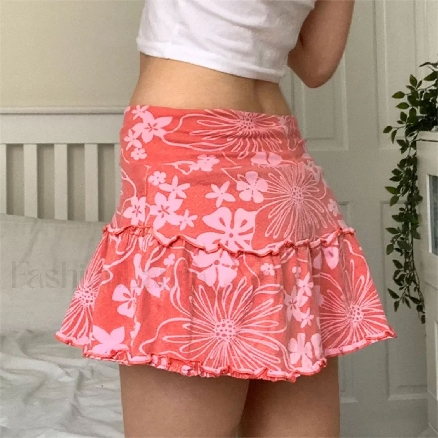 Floral Frill Trim A-Line Skirt - Image 3