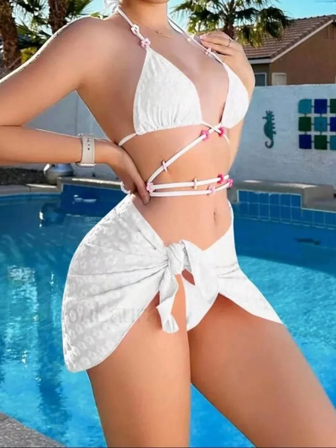 Floral Halter Swim Three Piece Set - Image 16