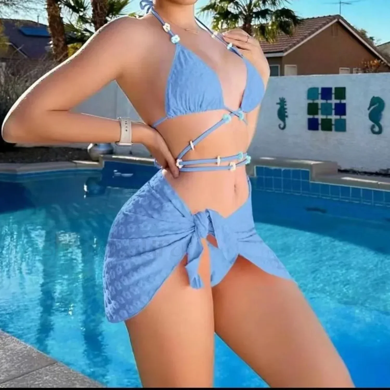 Floral Halter Swim Three Piece Set - Image 9