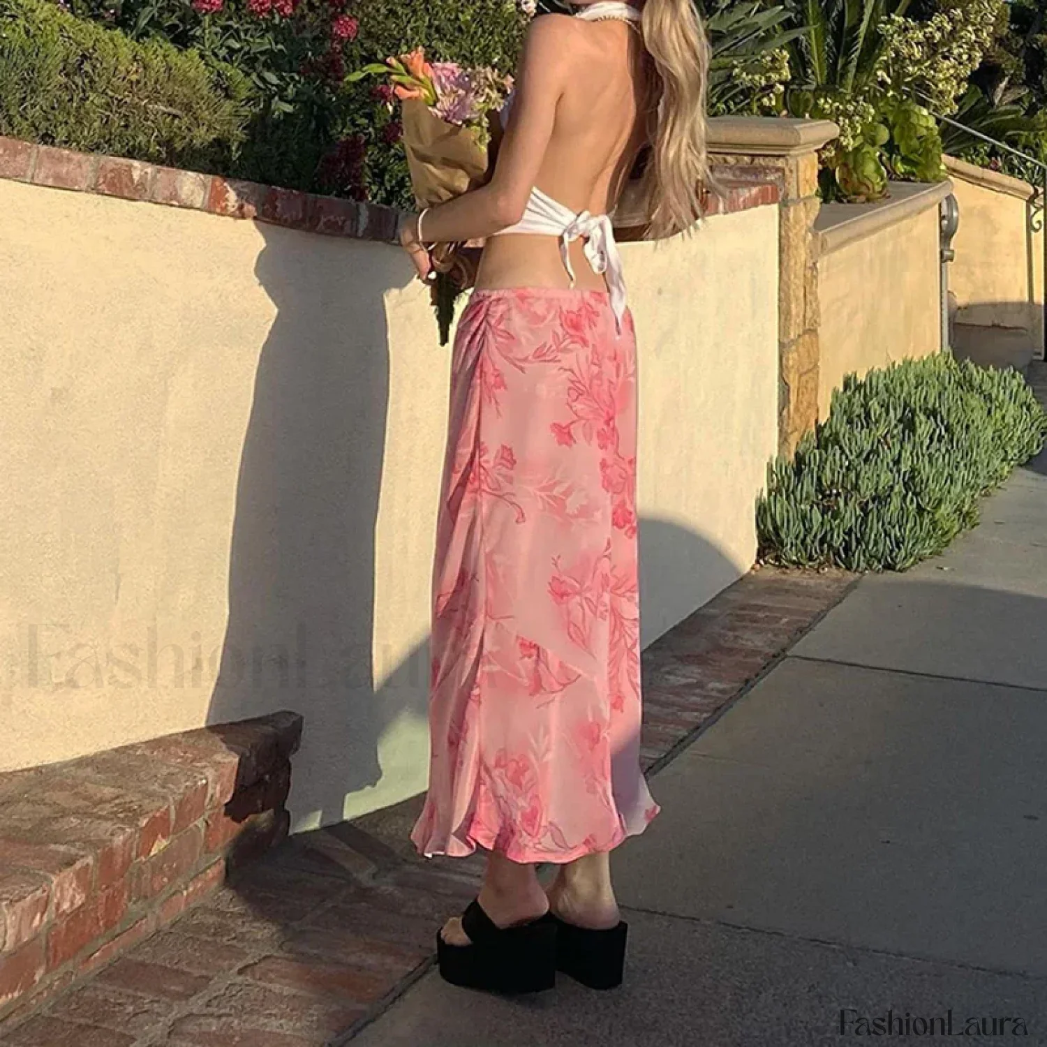 Floral Hip Slim Midi Skirt - Image 5