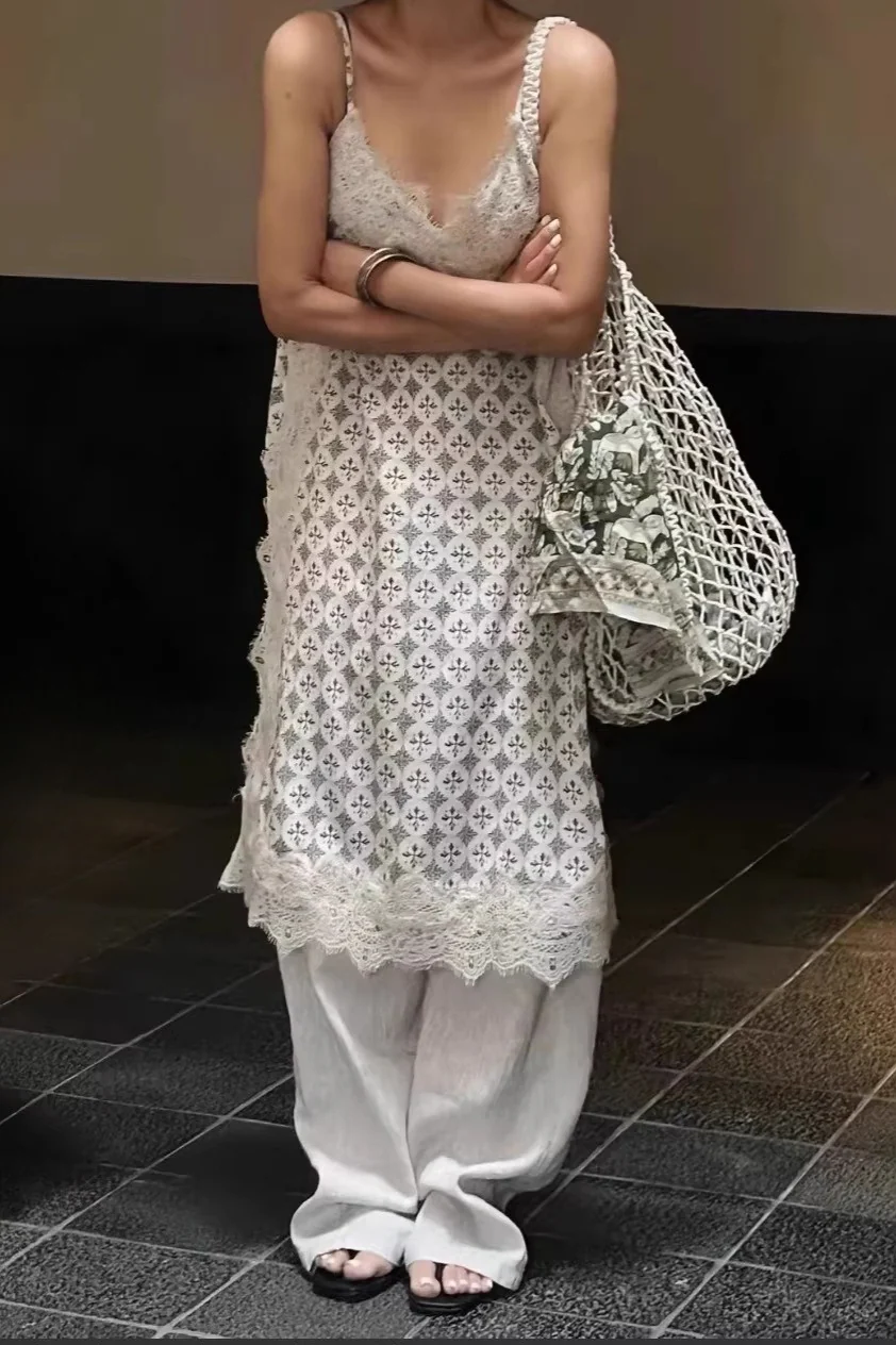 Floral Lace Spaghetti Strap Boho Dress - Image 2