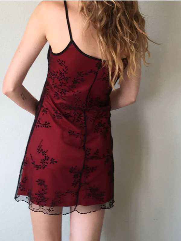 Floral Mesh Mini Dress - Image 3