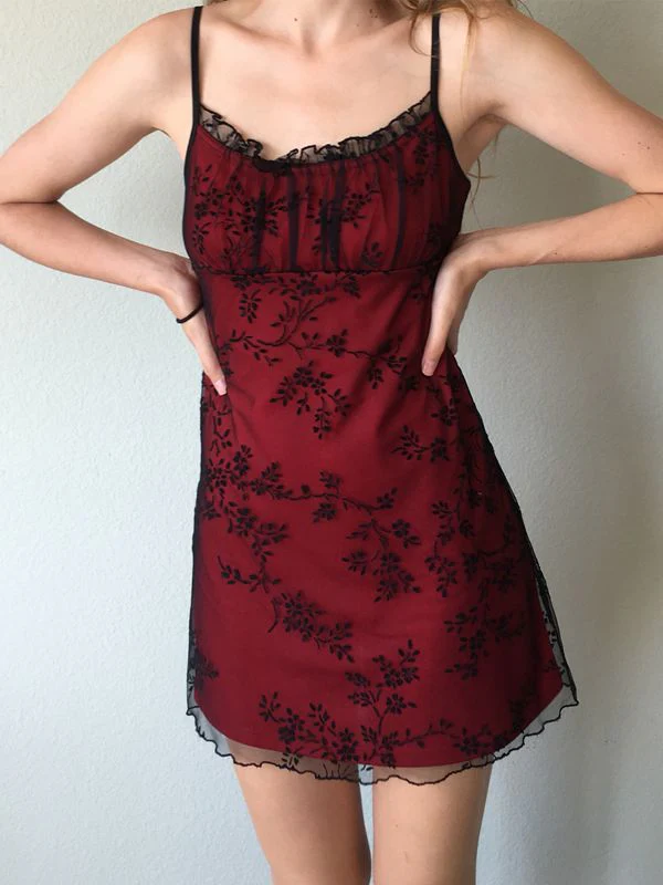 Floral Mesh Mini Dress - Image 5