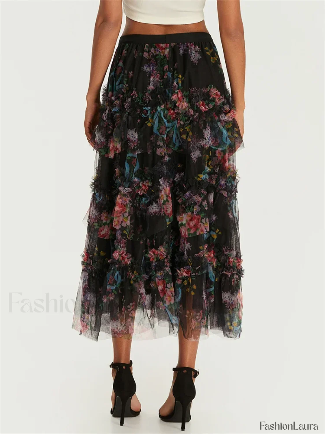 Floral Mesh Tutu Flowy Long Skirt - Image 16