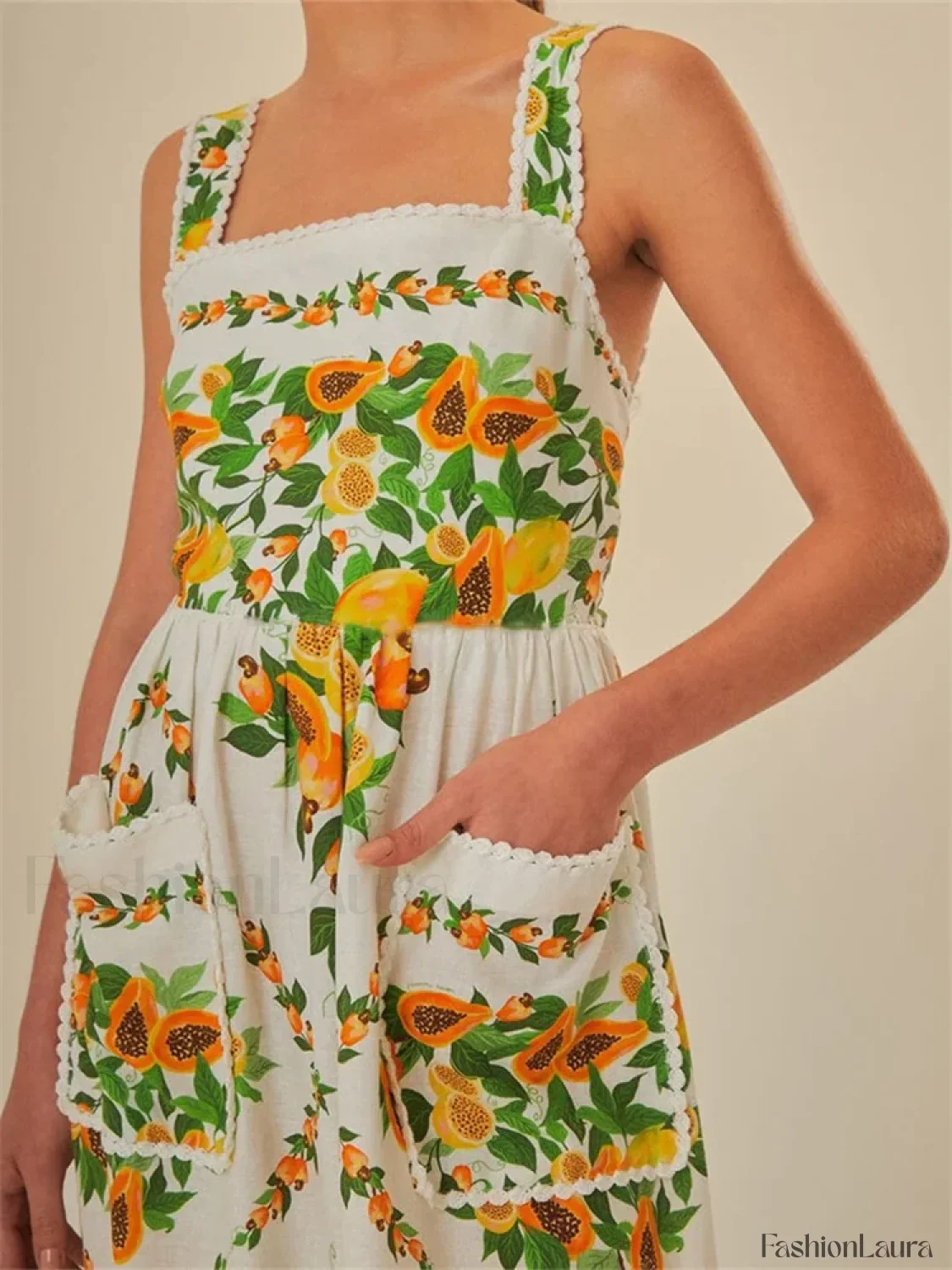 Floral Pocket Square Neck Maxi Dress - Image 11