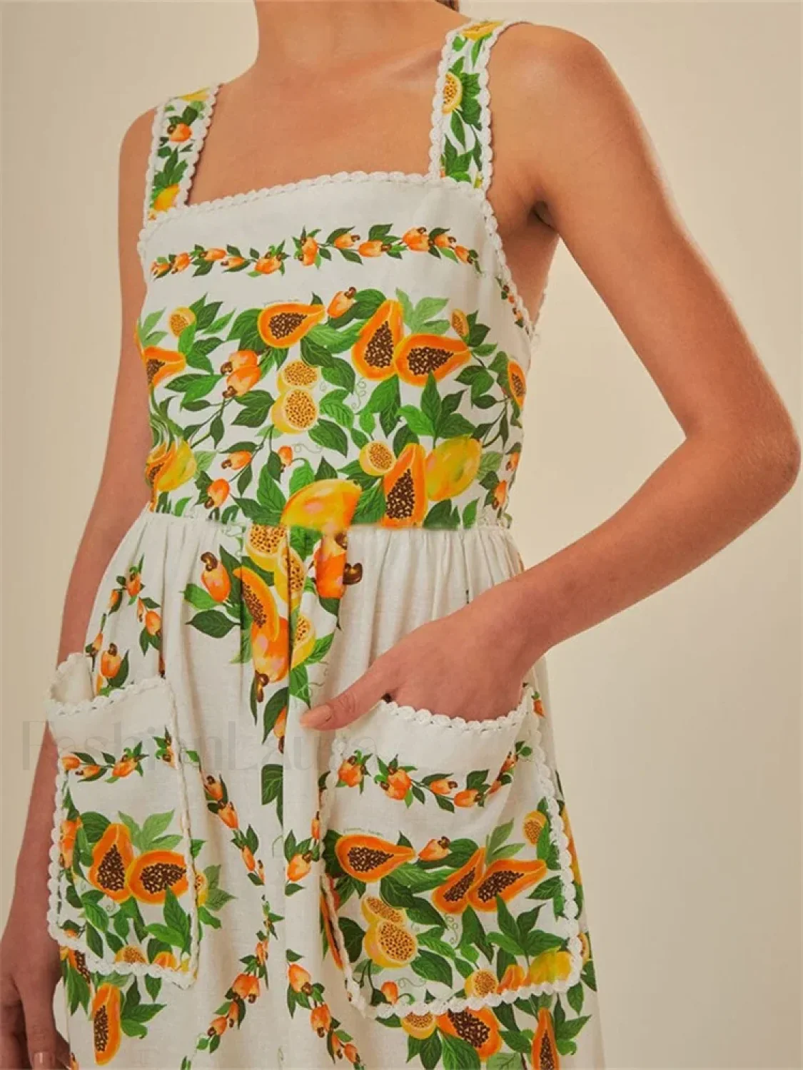 Floral Pocket Square Neck Maxi Dress - Image 8