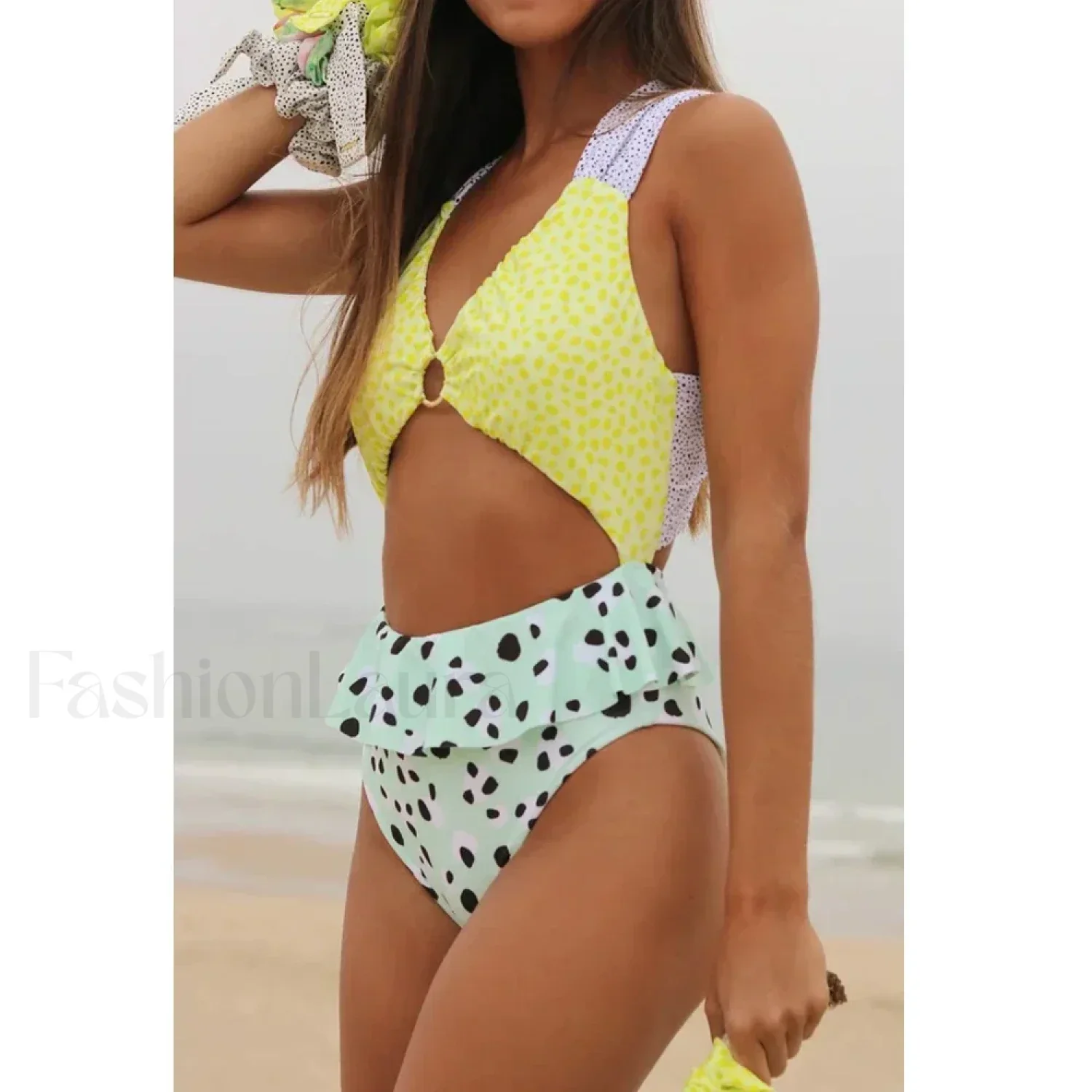 Floral Print High Neck One Piece - Image 10