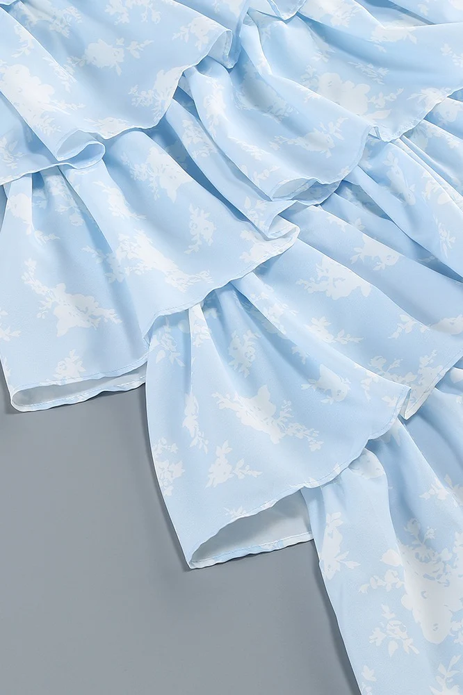 Floral Print Spaghetti Strap Romantic Prom Dress - Image 10