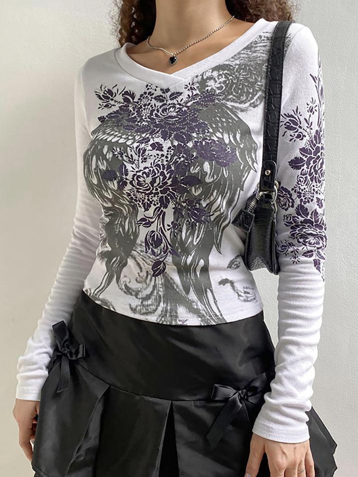 Floral Rhinestone Long Sleeve Crop Top - Image 19
