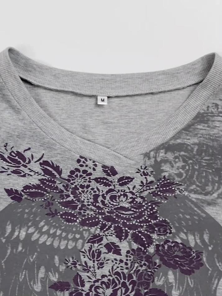 Floral Rhinestone Long Sleeve Crop Top - Image 29