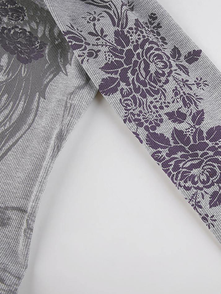 Floral Rhinestone Long Sleeve Crop Top - Image 43