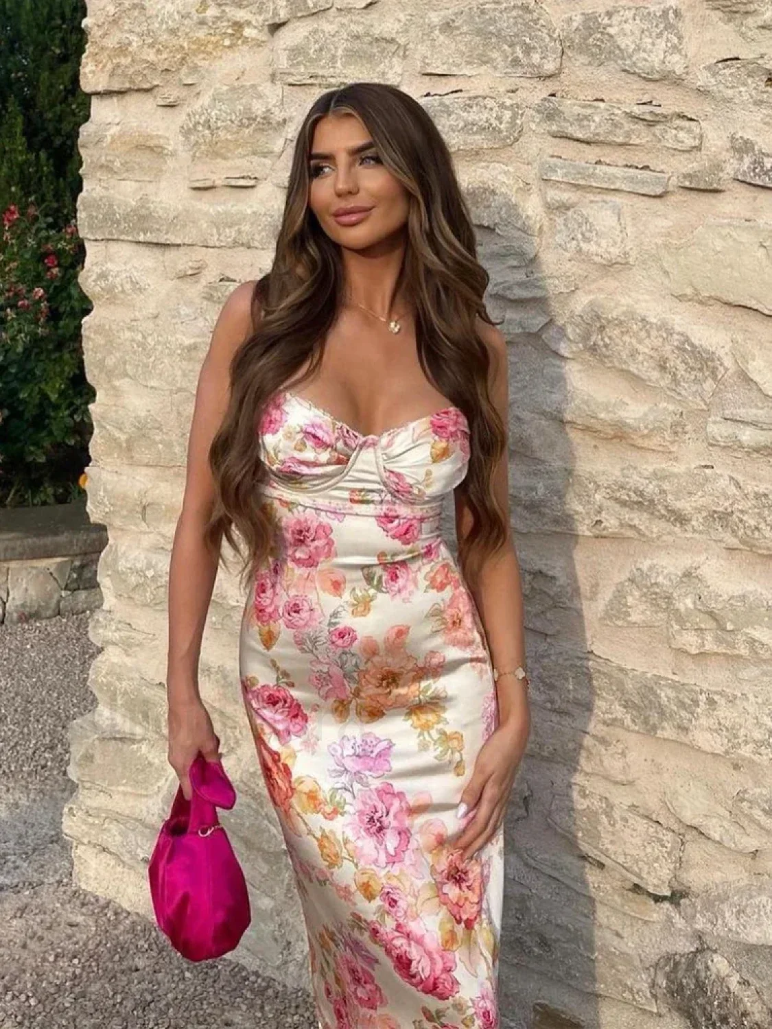 Floral Strap Bodycon Maxi Dress - Image 16