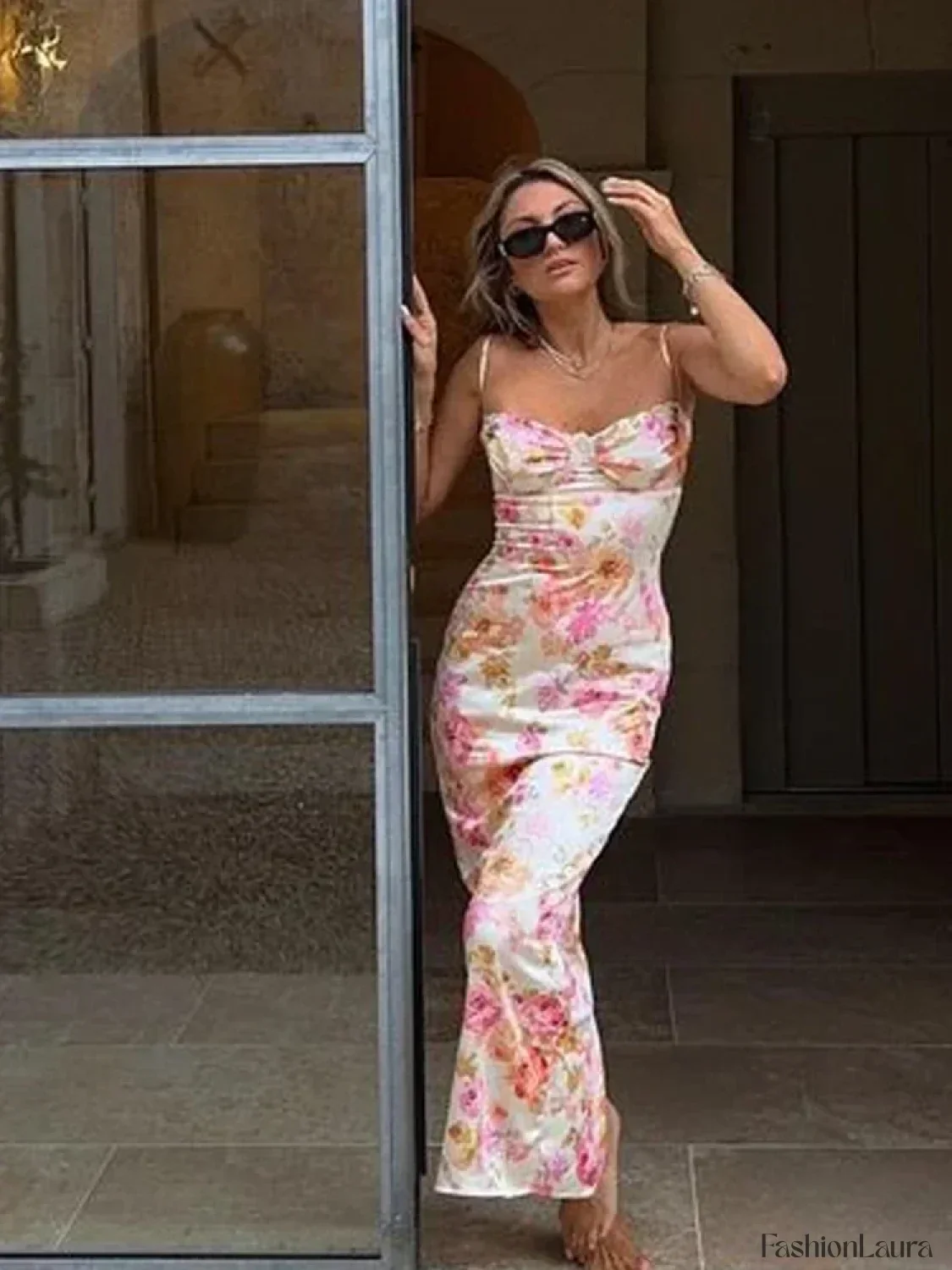 Floral Strap Bodycon Maxi Dress - Image 22