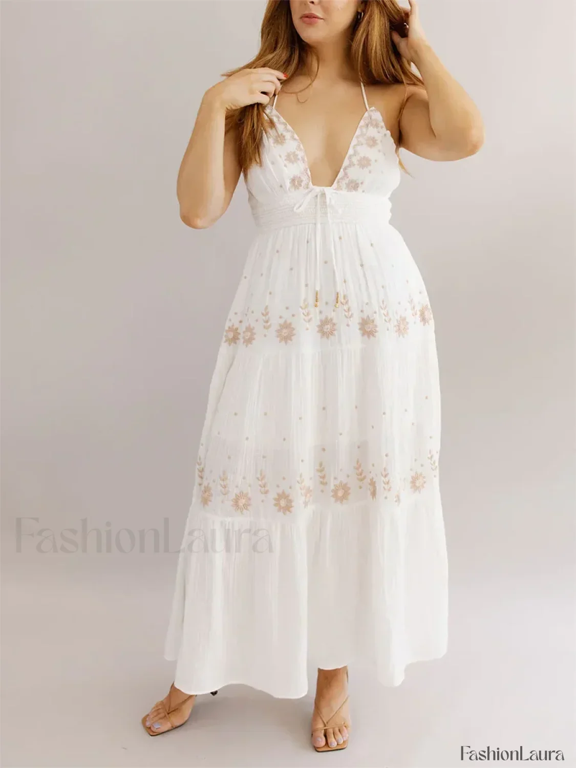 Floral Tie-Up Halter Boho Dress - Image 27