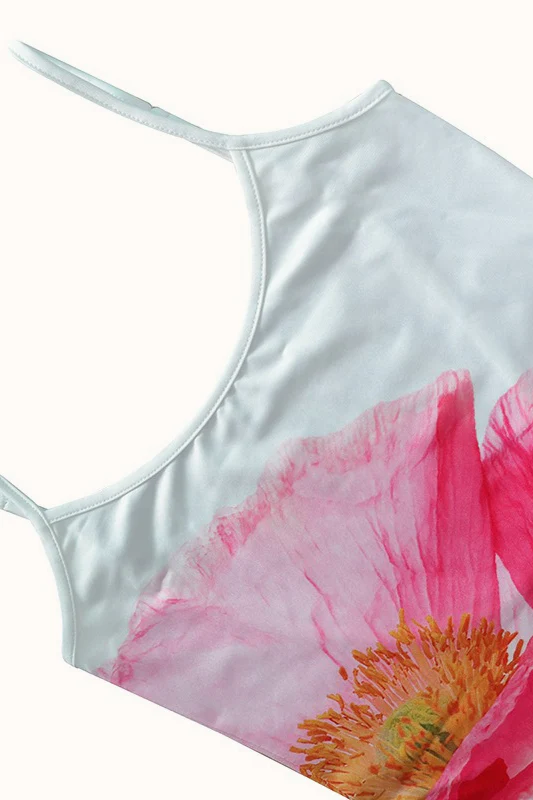 Floral U Neck Strap Backless Vacation Dress - Image 12