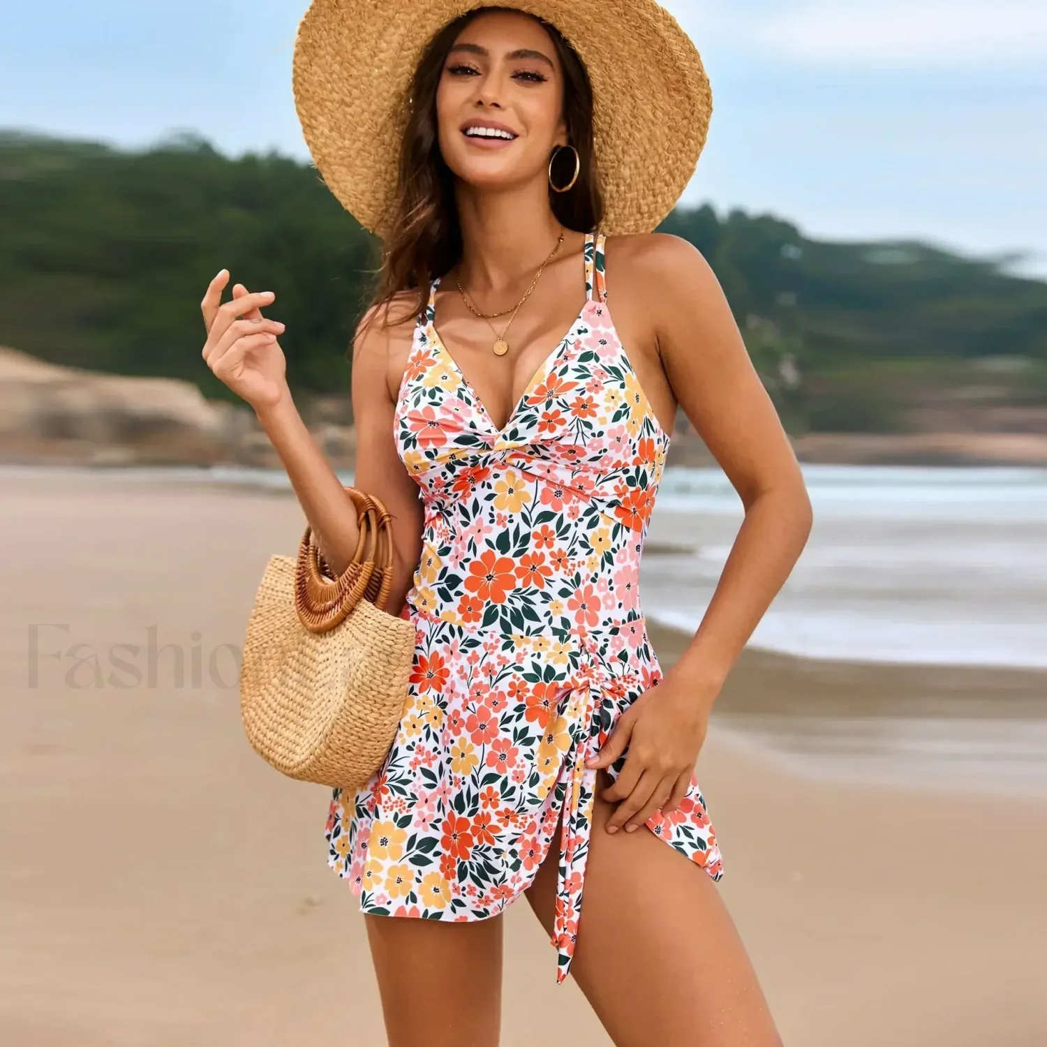 Floral V-neck One Piece - Image 14