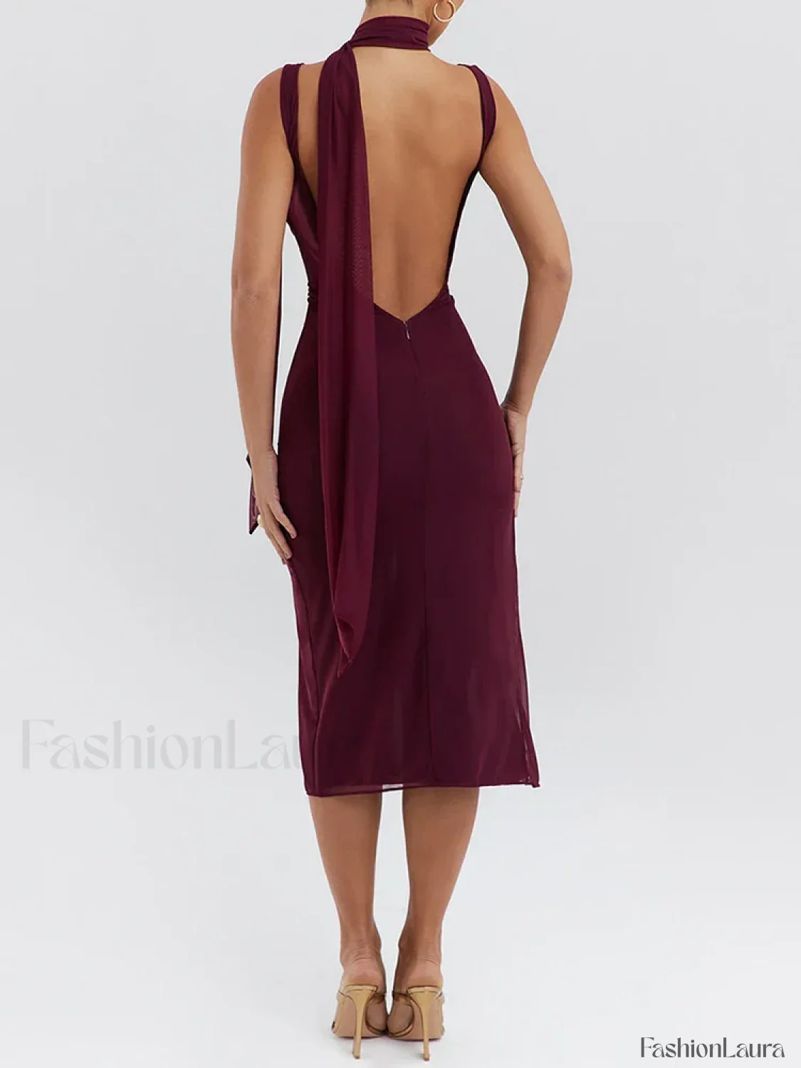 Flower High-Split Midi Dress - Image 5