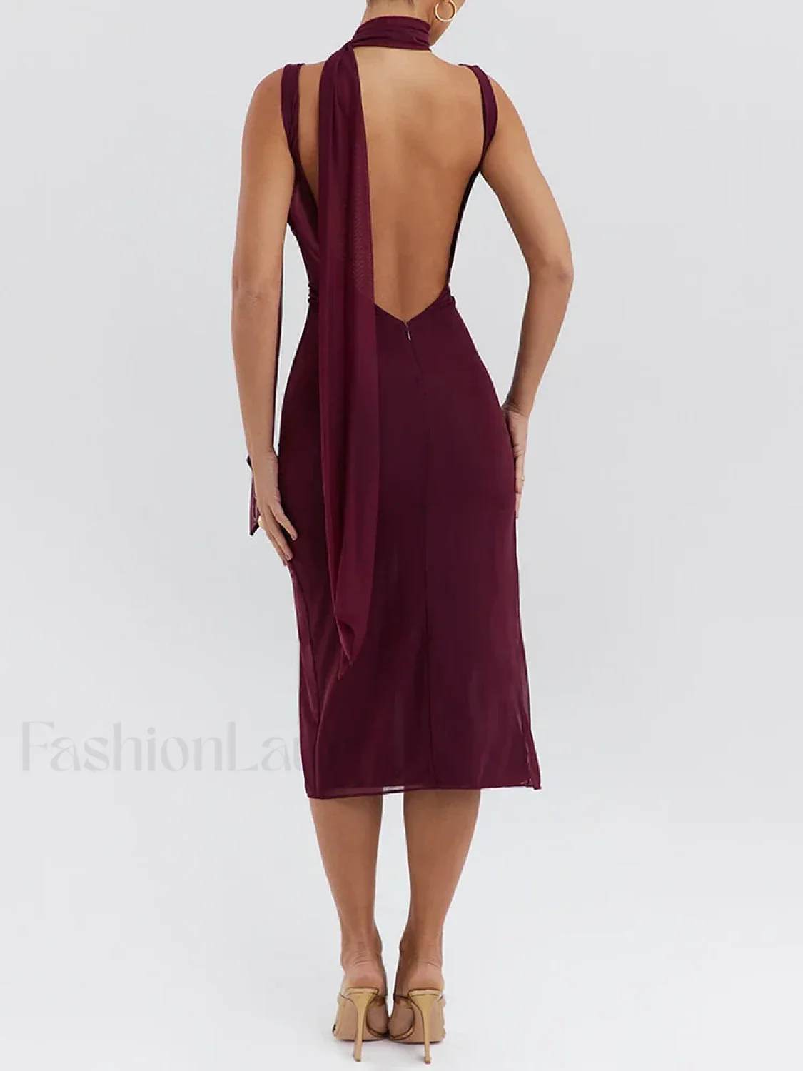 Flower High-Split Midi Dress - Image 8