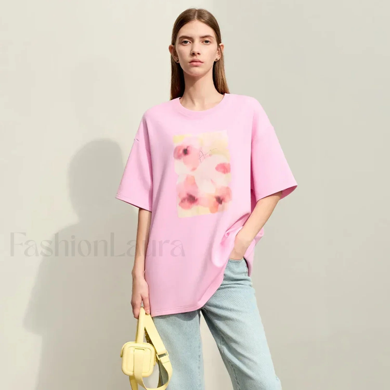 Flower Print Drop Sleeve T-Shirt - Image 4