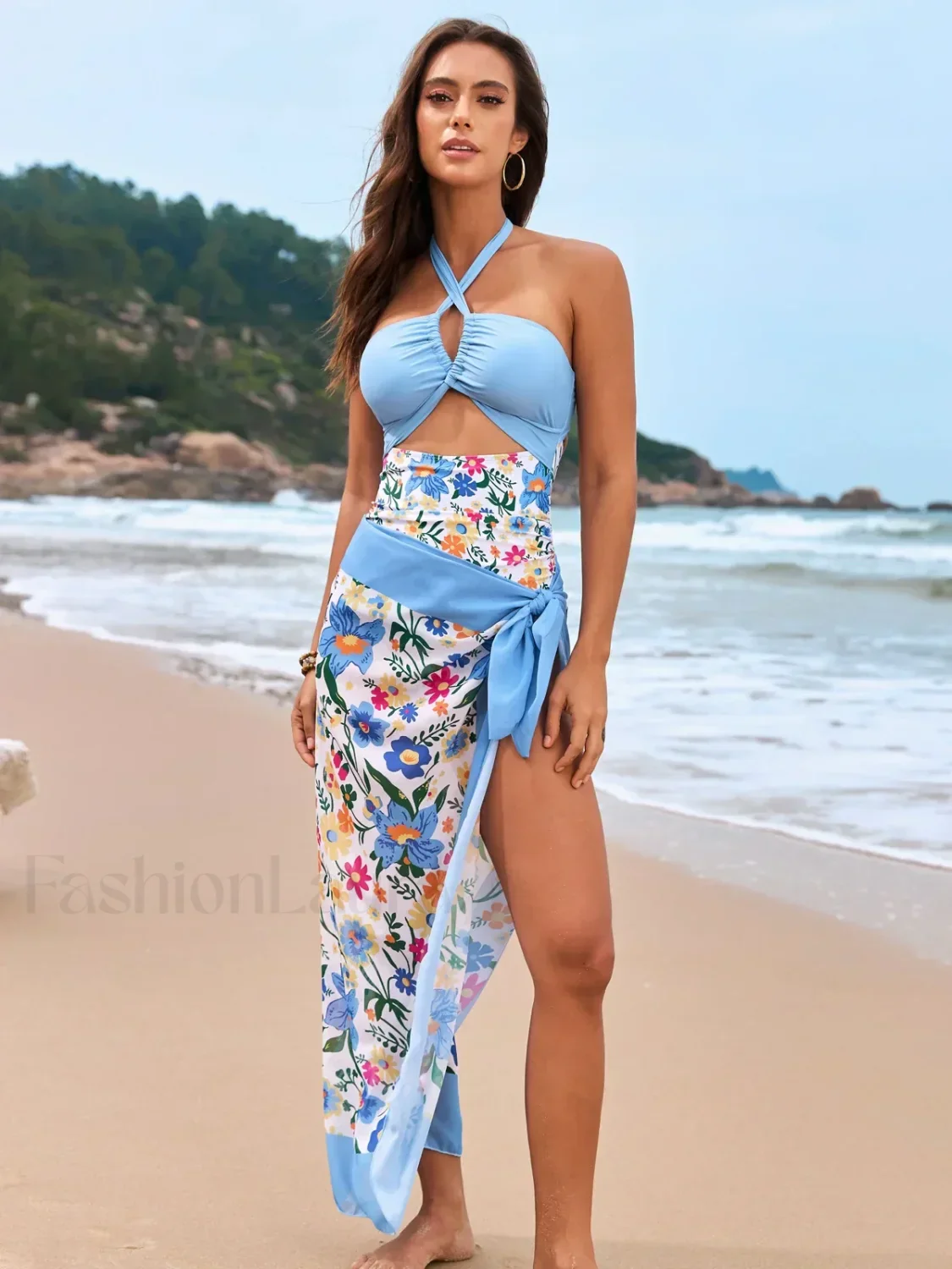 Flower Print Halter One Piece - Image 23