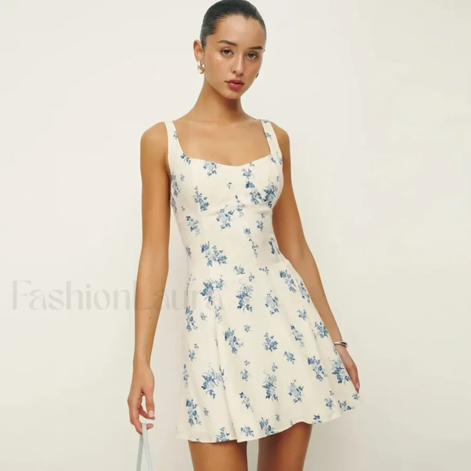 Fresh Square Collar Floral Dress - Image 6