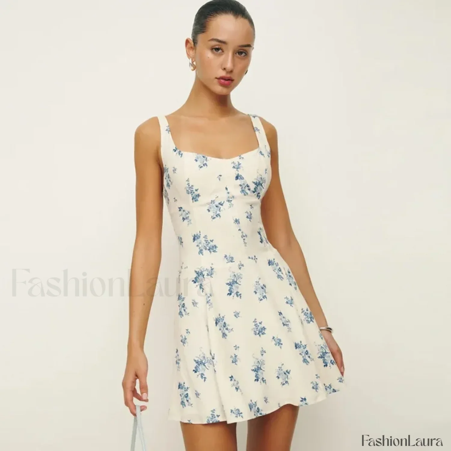 Fresh Square Collar Floral Dress - Image 9