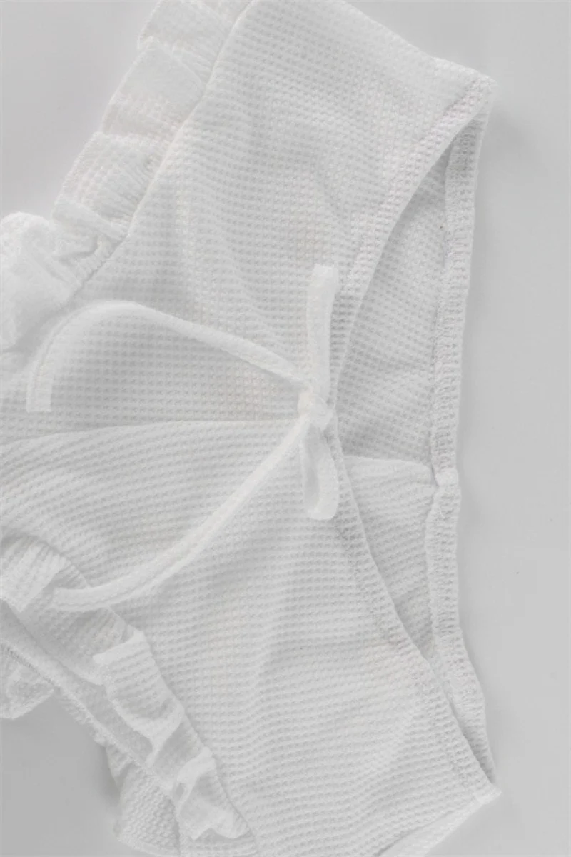 Frill Trim Tie Front Cami Crop Top Shorts Set - Image 6