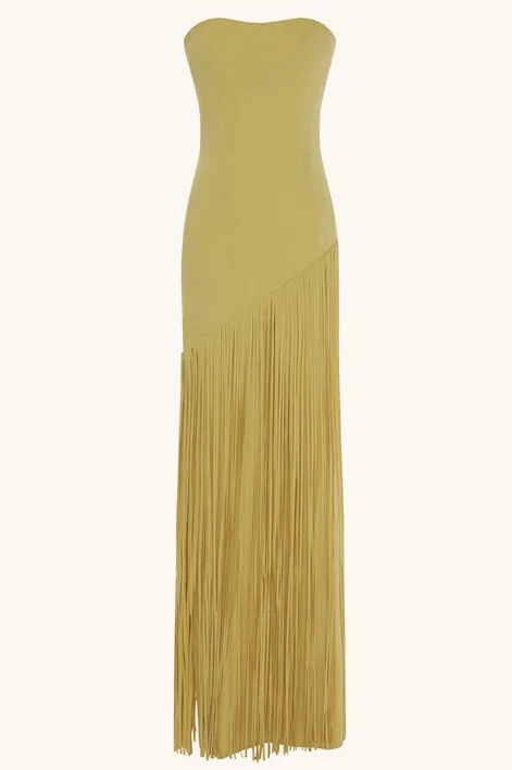 Fringe Hem Slim Fit Shawl Design Boho Dress - Image 6