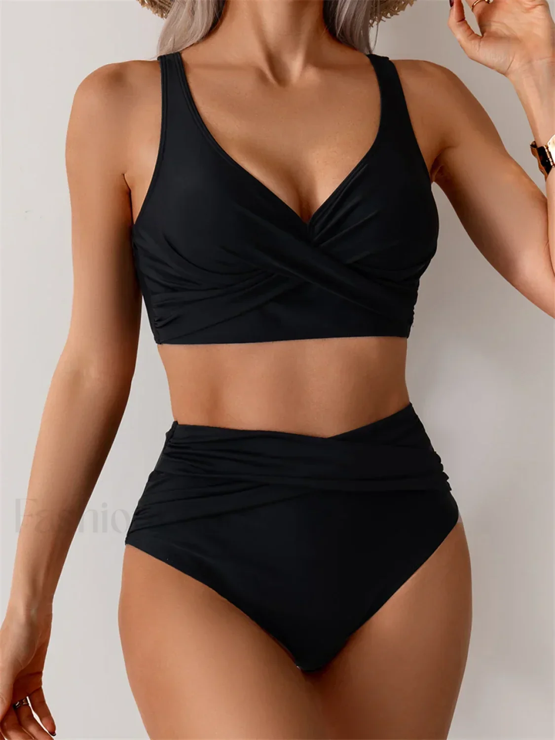 Front Cross High Waist Bikini Set - Image 9