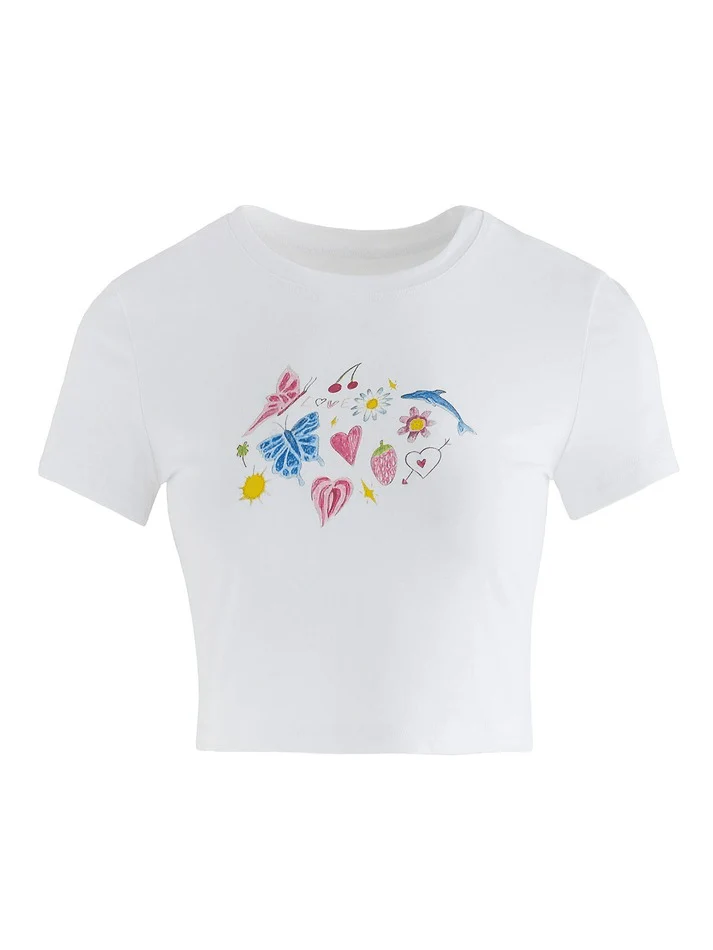 Fruity Butterfly Print Crop Top - Image 8