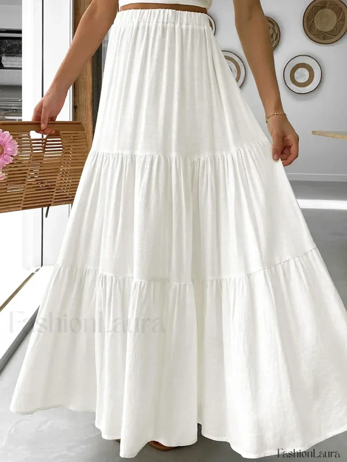 Gingham Patchwork Tiered Maxi Skirt - Image 13