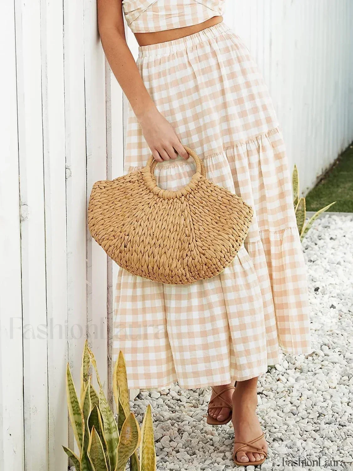 Gingham Patchwork Tiered Maxi Skirt - Image 15