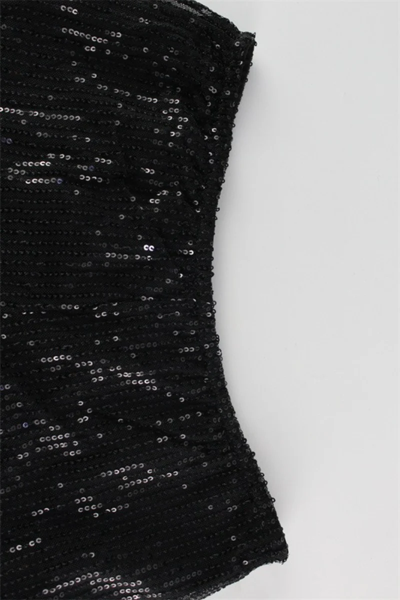 Glitter Tube Top Skinny Two Piece Shorts Set - Image 8