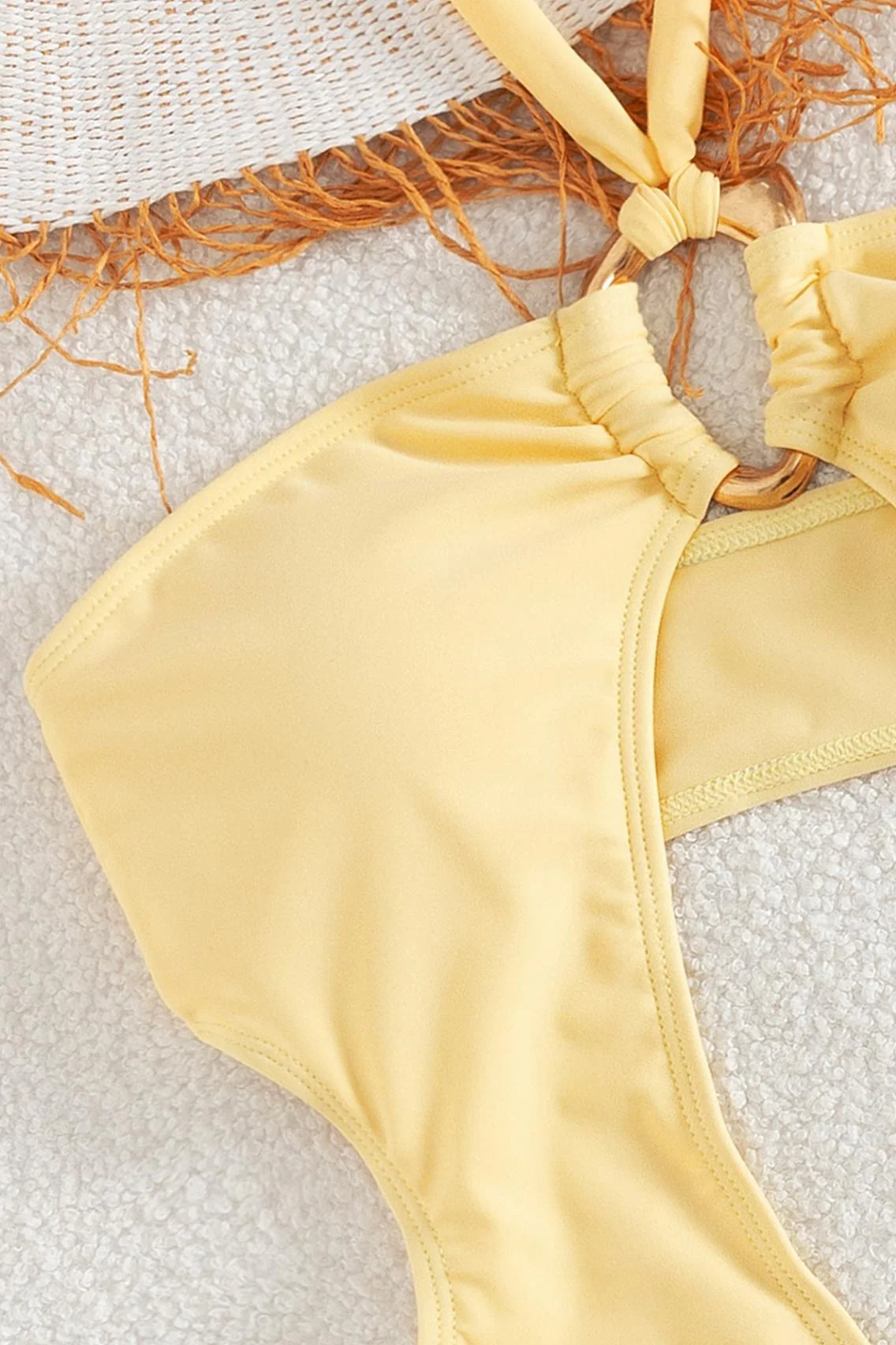 Glossy Fabric Spaghetti Strap Skirt Two Piece Swim Set - Image 3