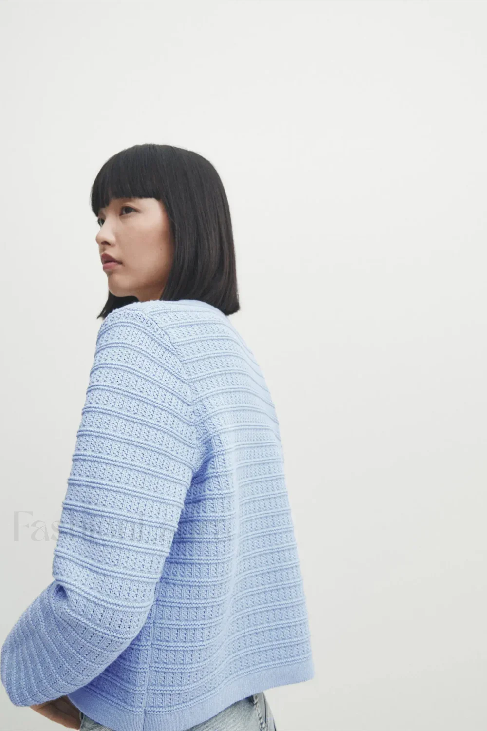 Gold Button Textured Knit Cardigan - Image 4