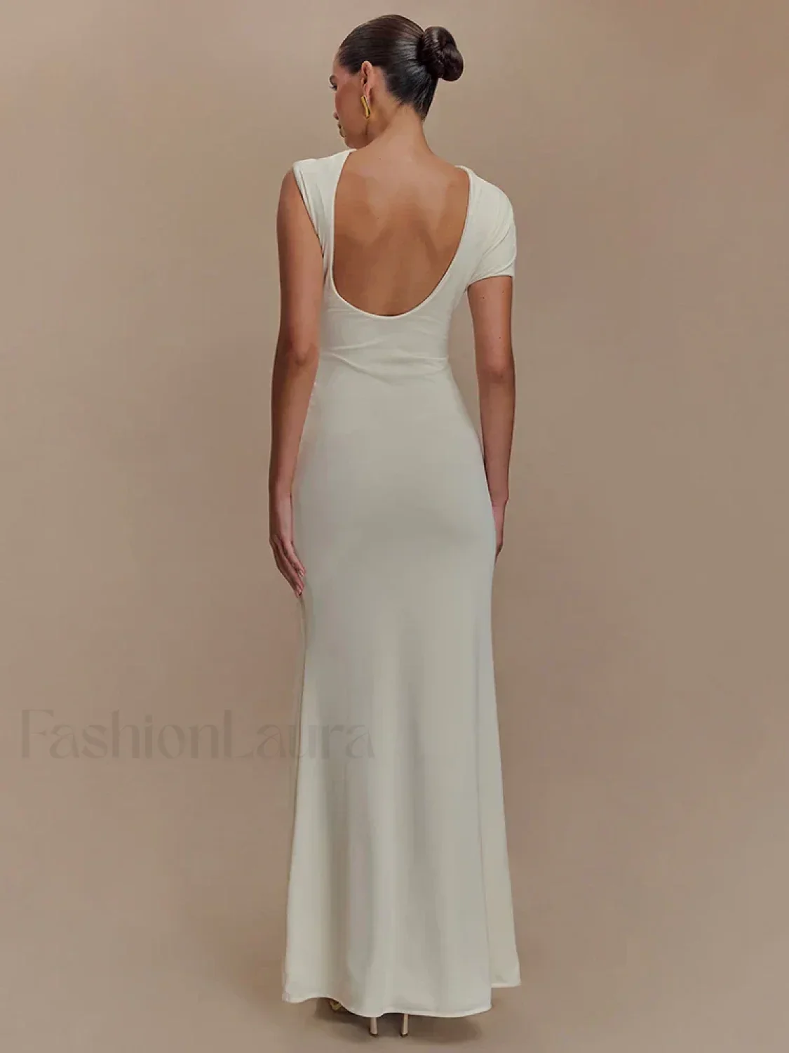 Gold Clasp Ruched Bodycon Maxi Dress - Image 8