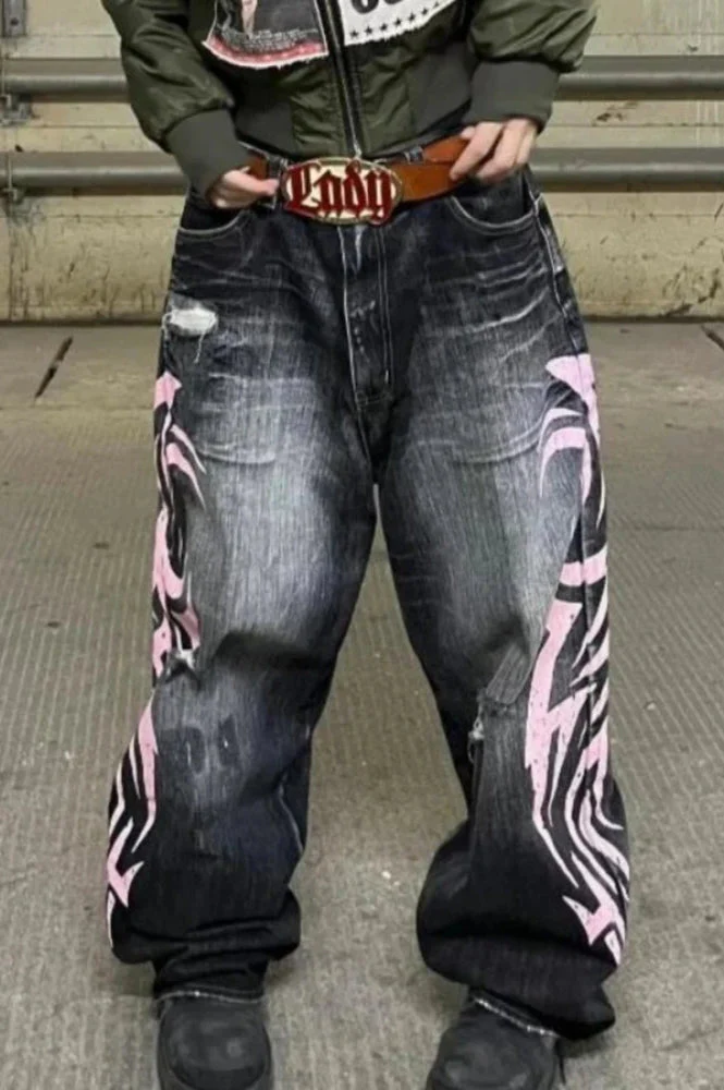 Gothic Print Wide-Leg Jeans - Image 13