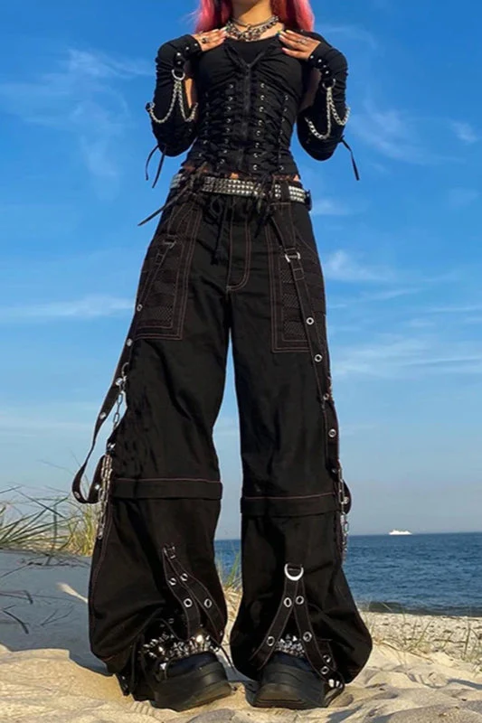 Gothic Wide Leg Cargo Jeans - Image 3