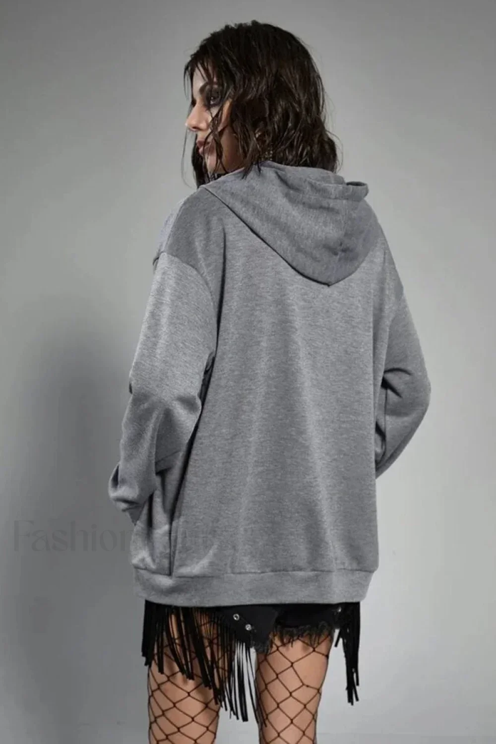 Gothic Wing Print Zip Up Hoodie - Image 3
