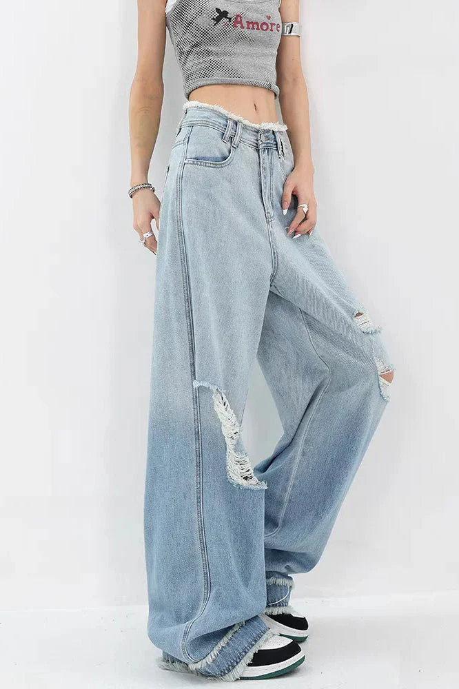 Gradient Ripped Straight Leg Jeans - Image 12