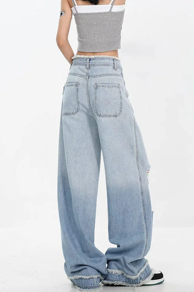 Gradient Ripped Straight Leg Jeans - Image 5