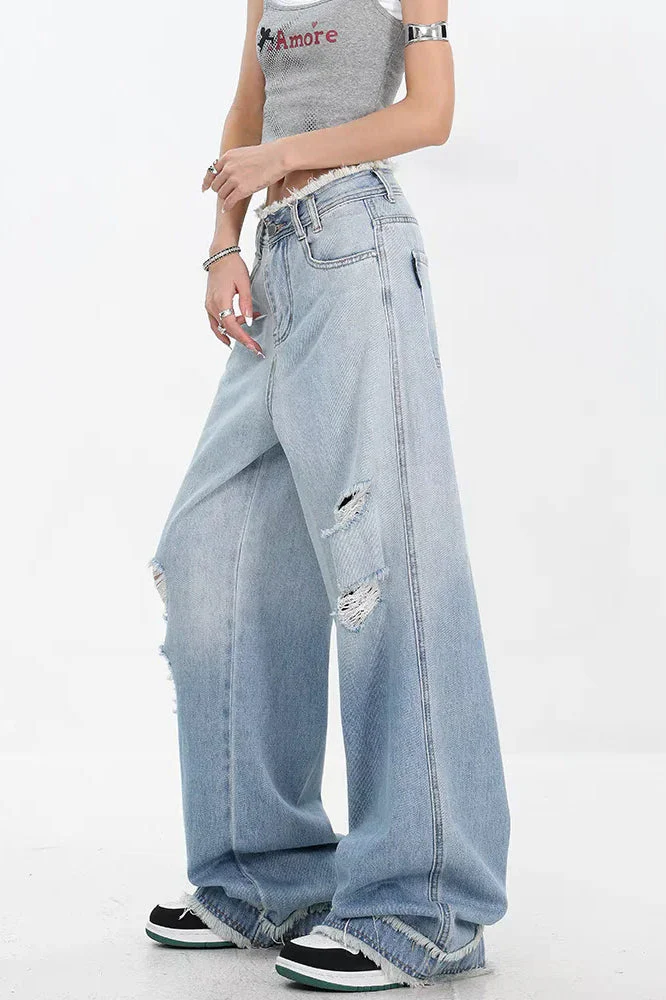 Gradient Ripped Straight Leg Jeans - Image 8
