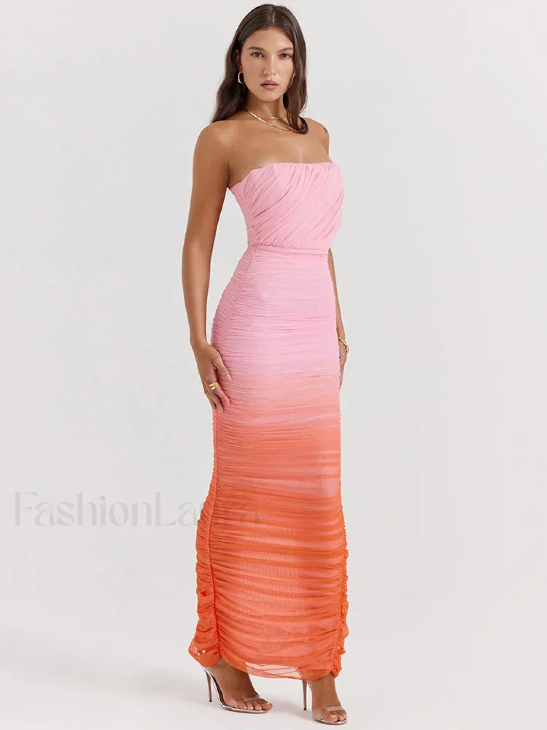 Gradient Strapless Split Maxi Dress - Image 11