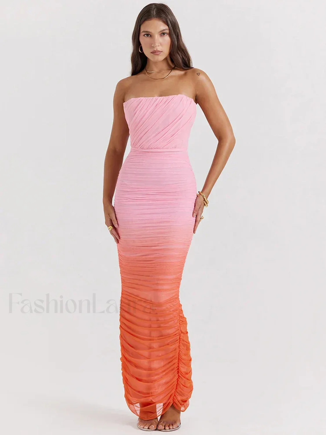 Gradient Strapless Split Maxi Dress - Image 12