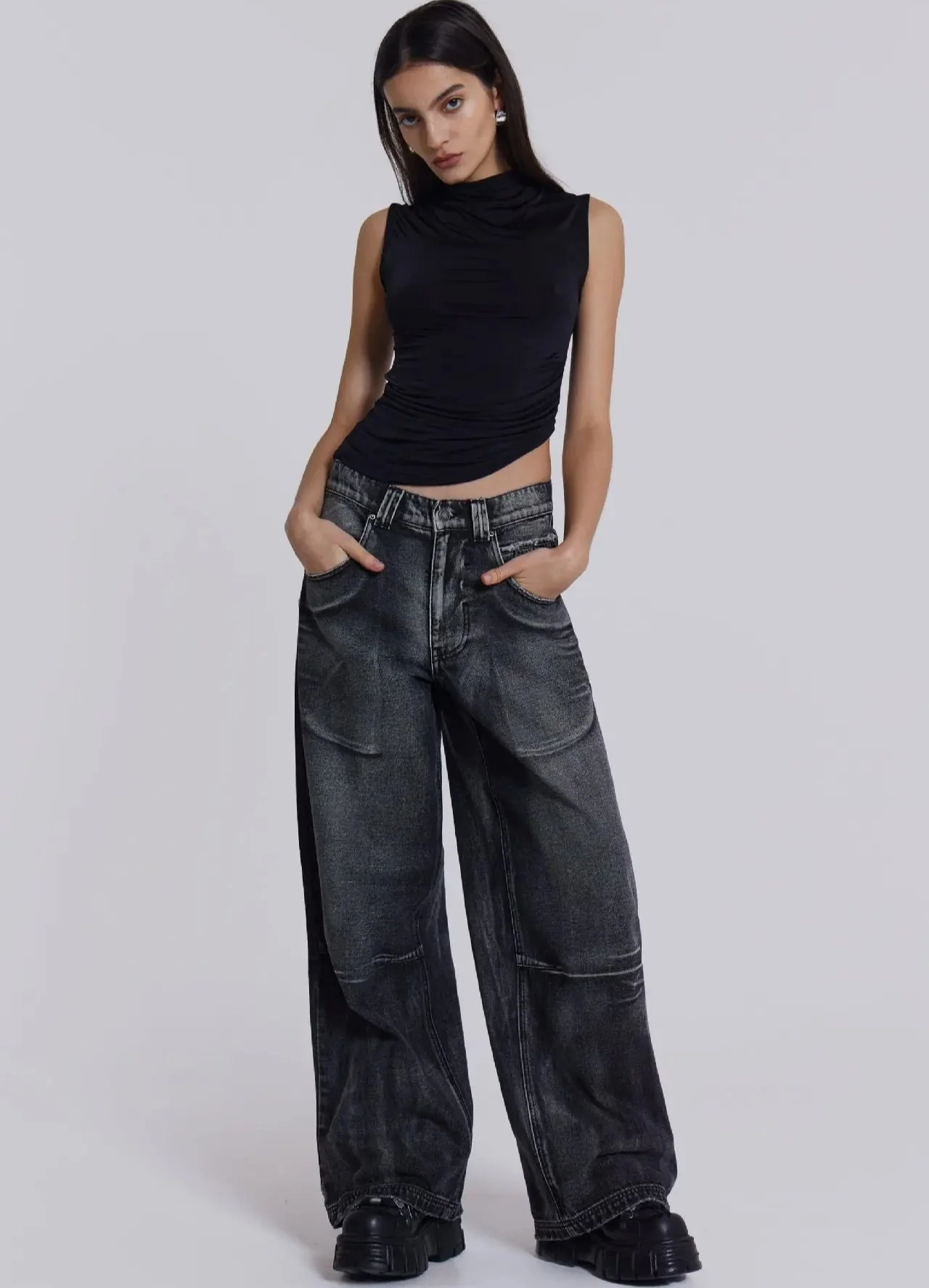 Gradient Wing Print Wide Leg Jeans - Image 10