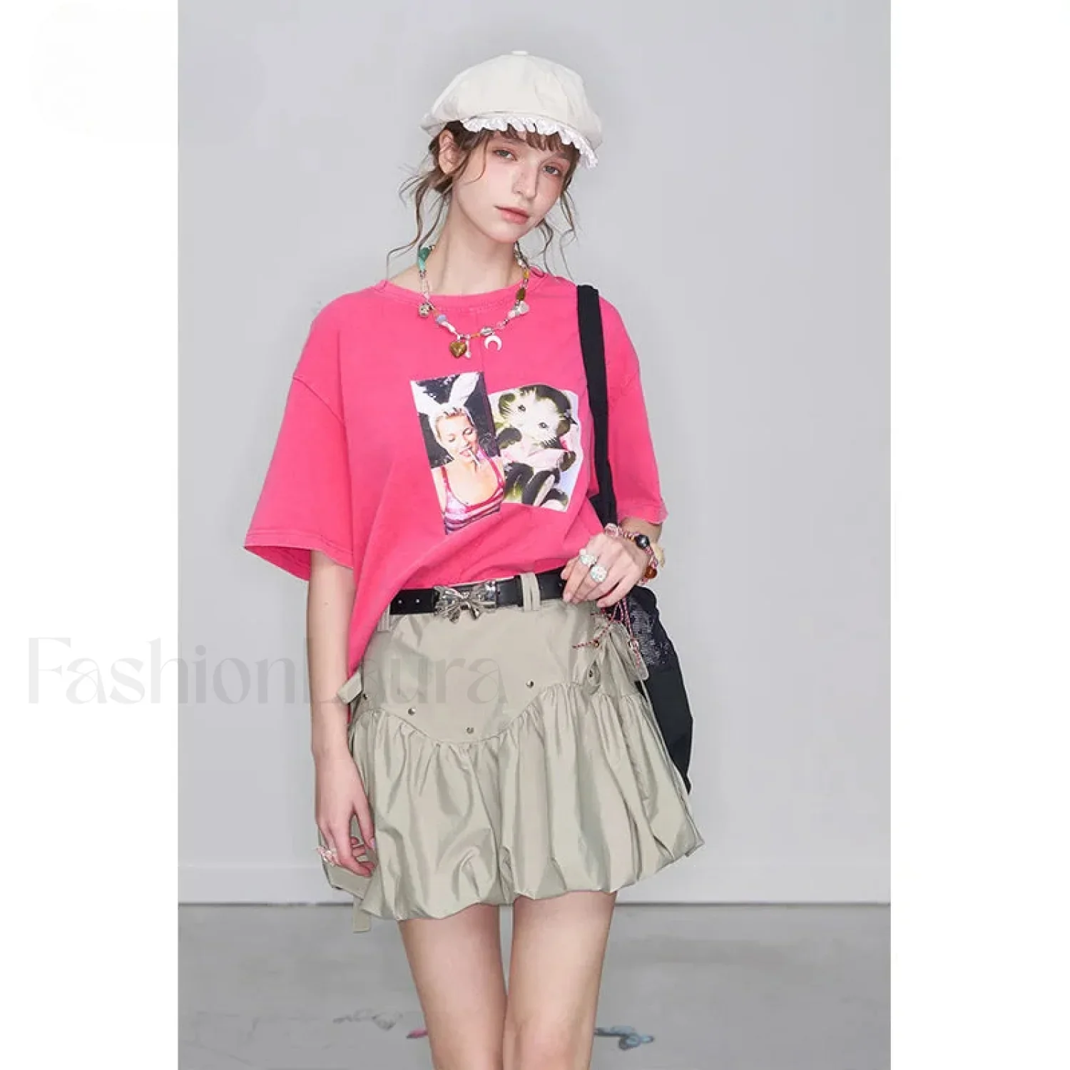Gray Bowknot Pleated Sweet Skirt - Image 3