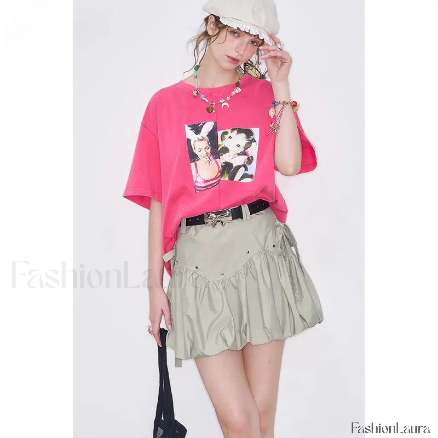 Gray Bowknot Pleated Sweet Skirt - Image 7