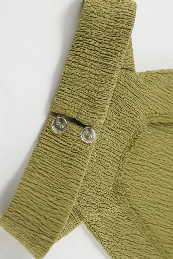 Green Halter Neck Top Pleated Wide Leg Pants Set - Image 15