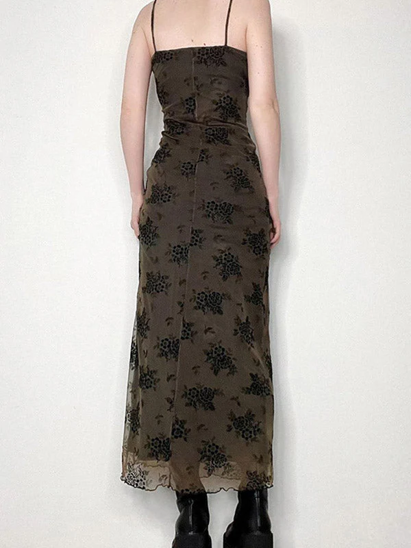 Halloween Double Layered Floral Slip Maxi Dress - Image 3