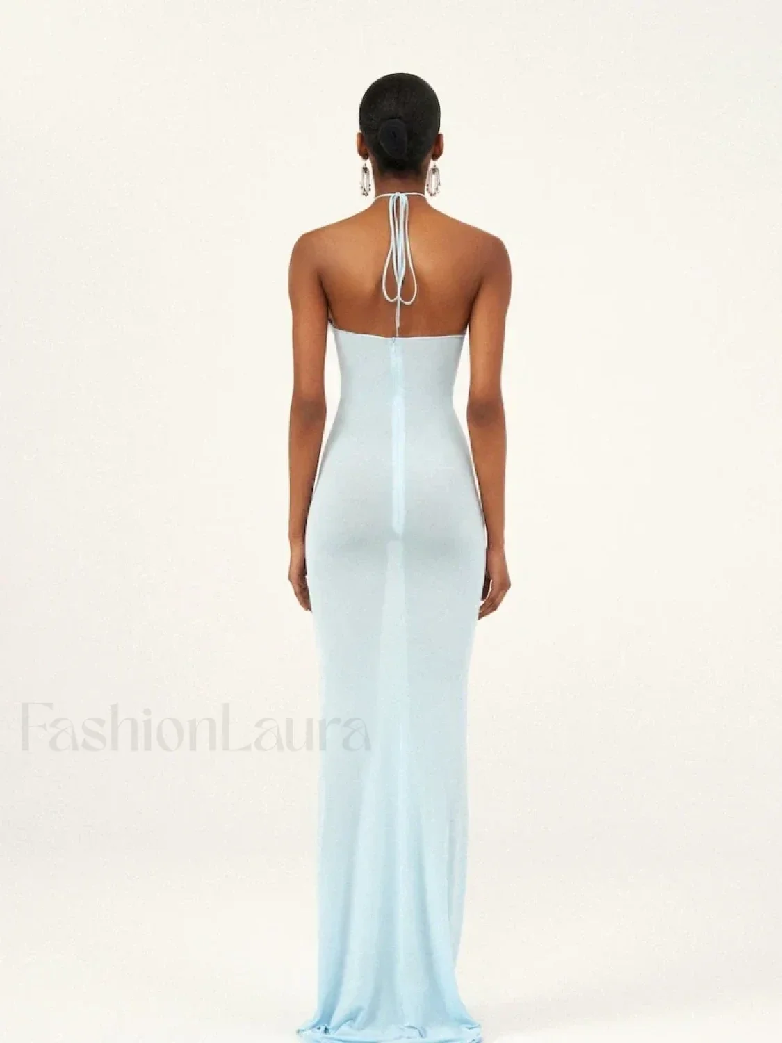 Halter 3D Flower Bodycon Maxi Dress - Image 7